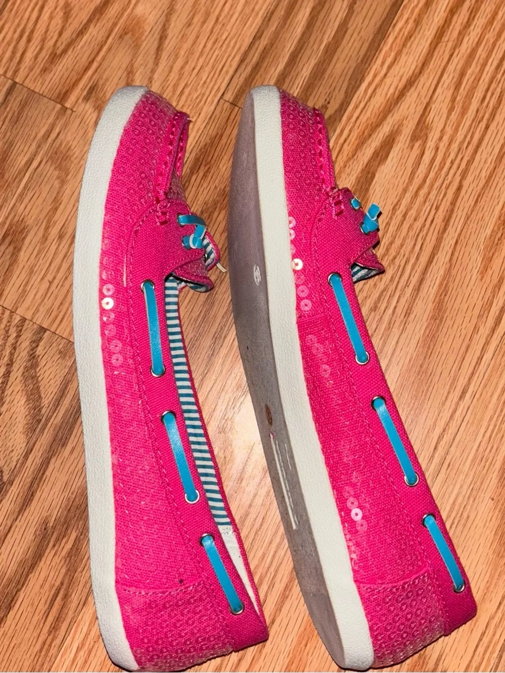 Arizona Jean Company Pink & Teal sequin Slip-On Loafers